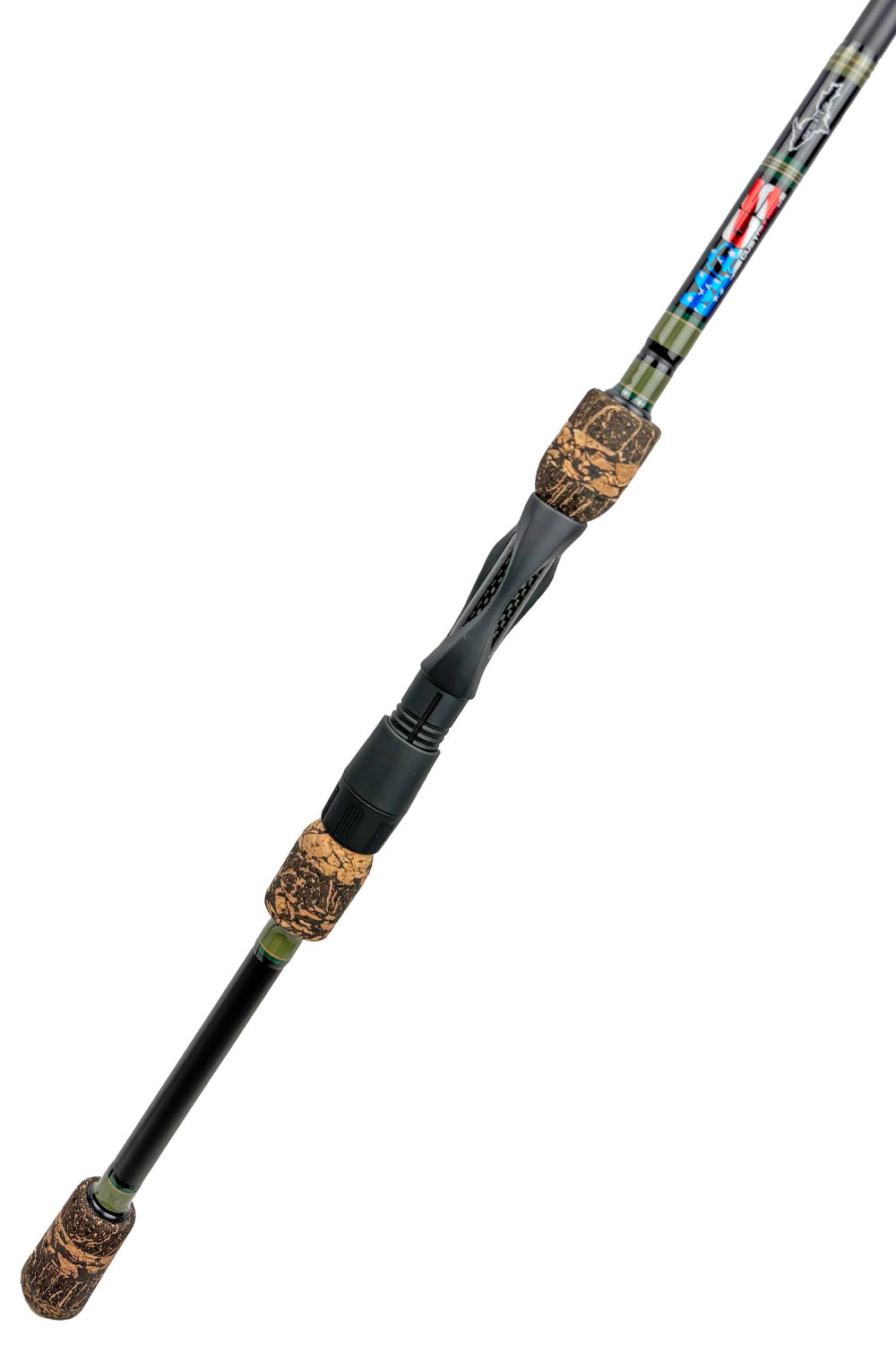 7'2 Medium Fast Spinning with Olive Green Wraps and Green and Brown Trim