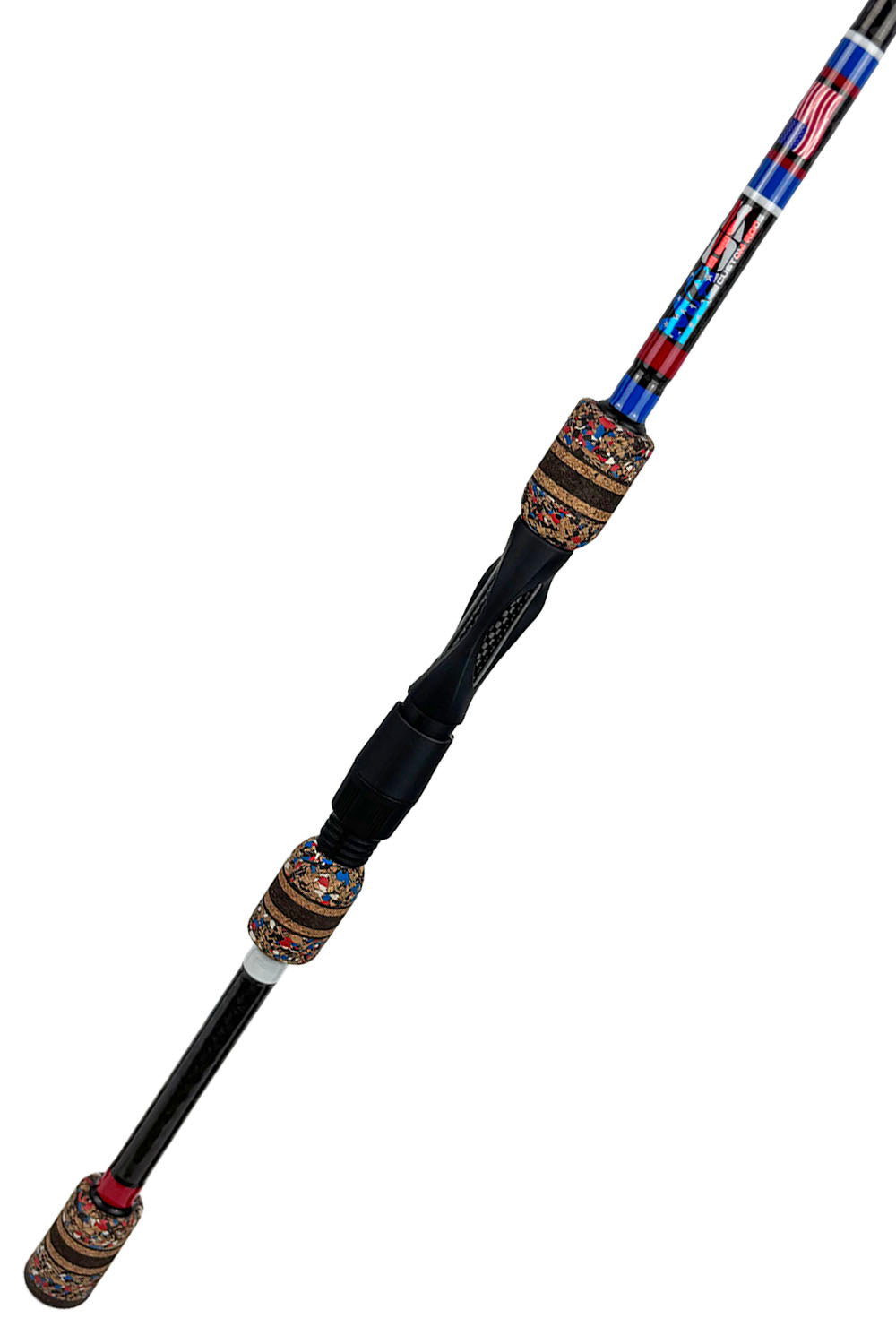 6'10 Medium-Light X-Fast Spinning with Alternating Red and White and Blue Wraps