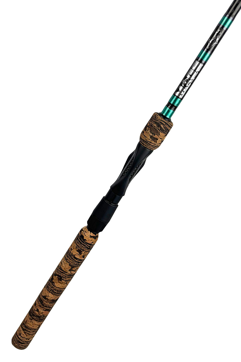 6'10 Medium-Light X-Fast Spinning with Metallic Seafoam Wraps and Metallic Steel Trim