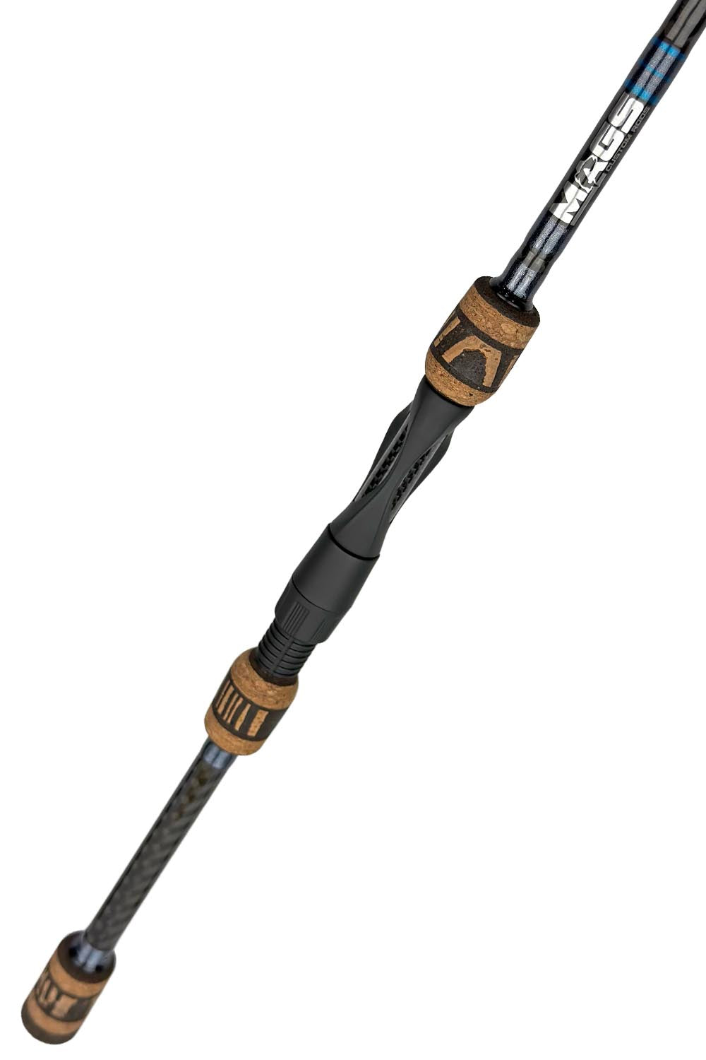 6'10 ML X-Fast Spinning with Metallic Charcoal Wraps and Metallic Ice Blue Trim