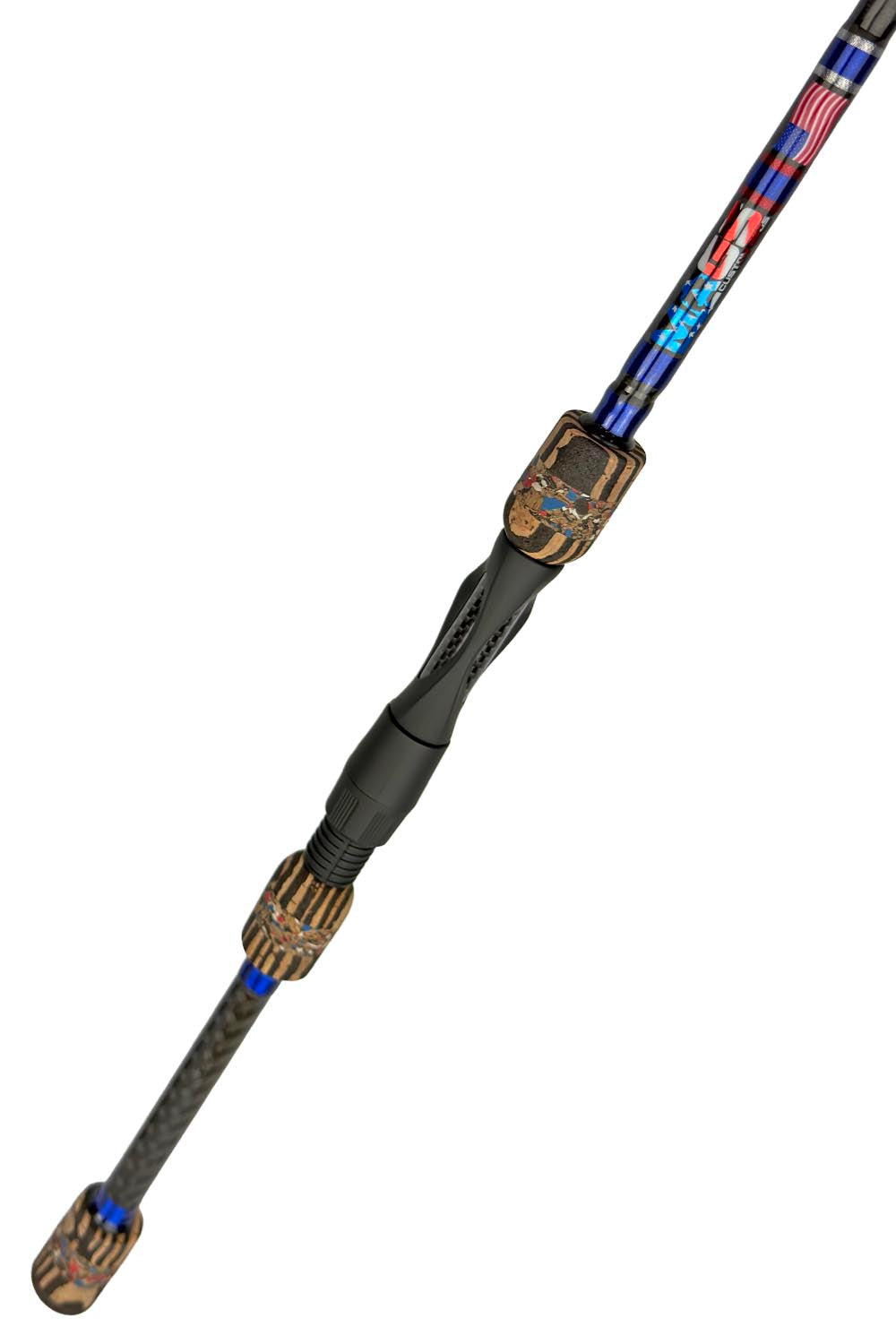 6'10 ML X-Fast Spinning with Metallic Red and Blue and Silver Wraps