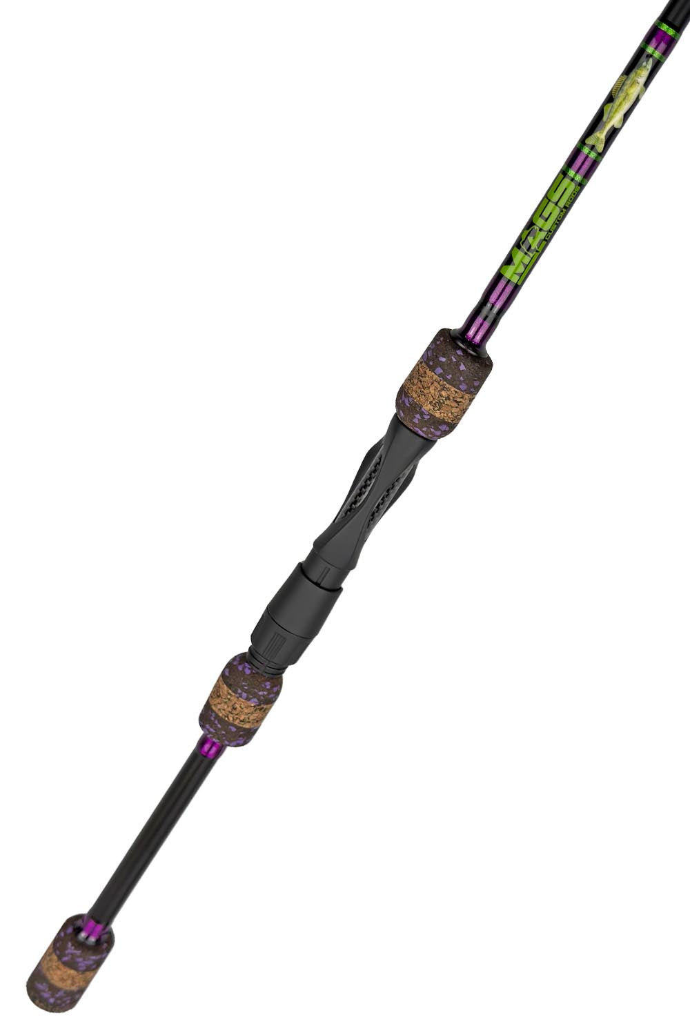6'2 Medium Fast Spinning with Metallic Purple Wraps and Metallic Lime Green Trim