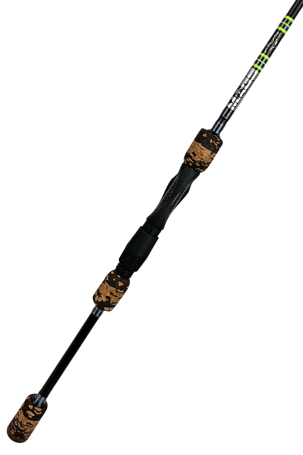 6'2 Medium Fast Spinning with Metallic Steel Wraps and Chartreuse Trim