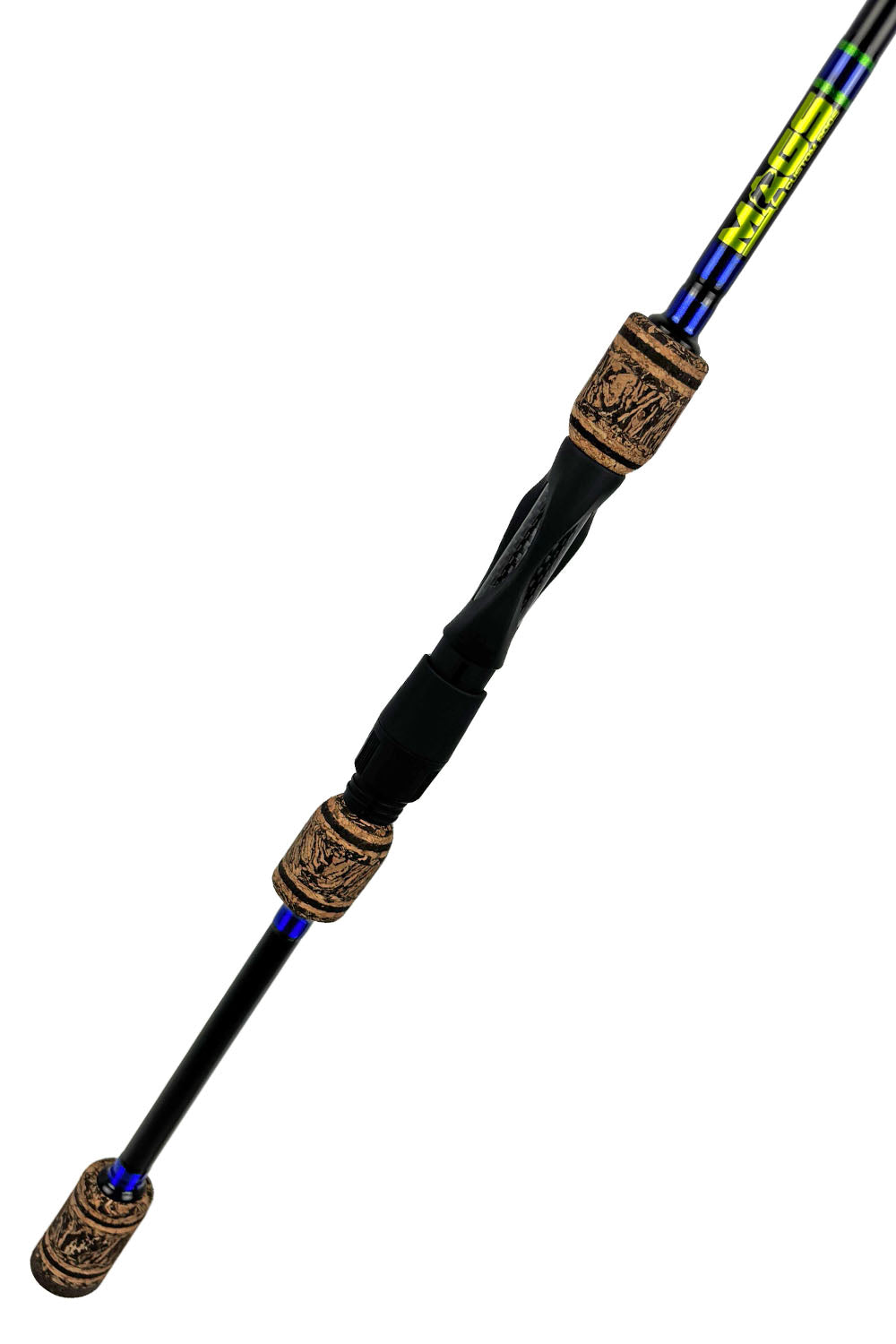7'2 Medium-Light Fast Spinning with Metallic Blue Wraps and Metallic Lime Green Trim