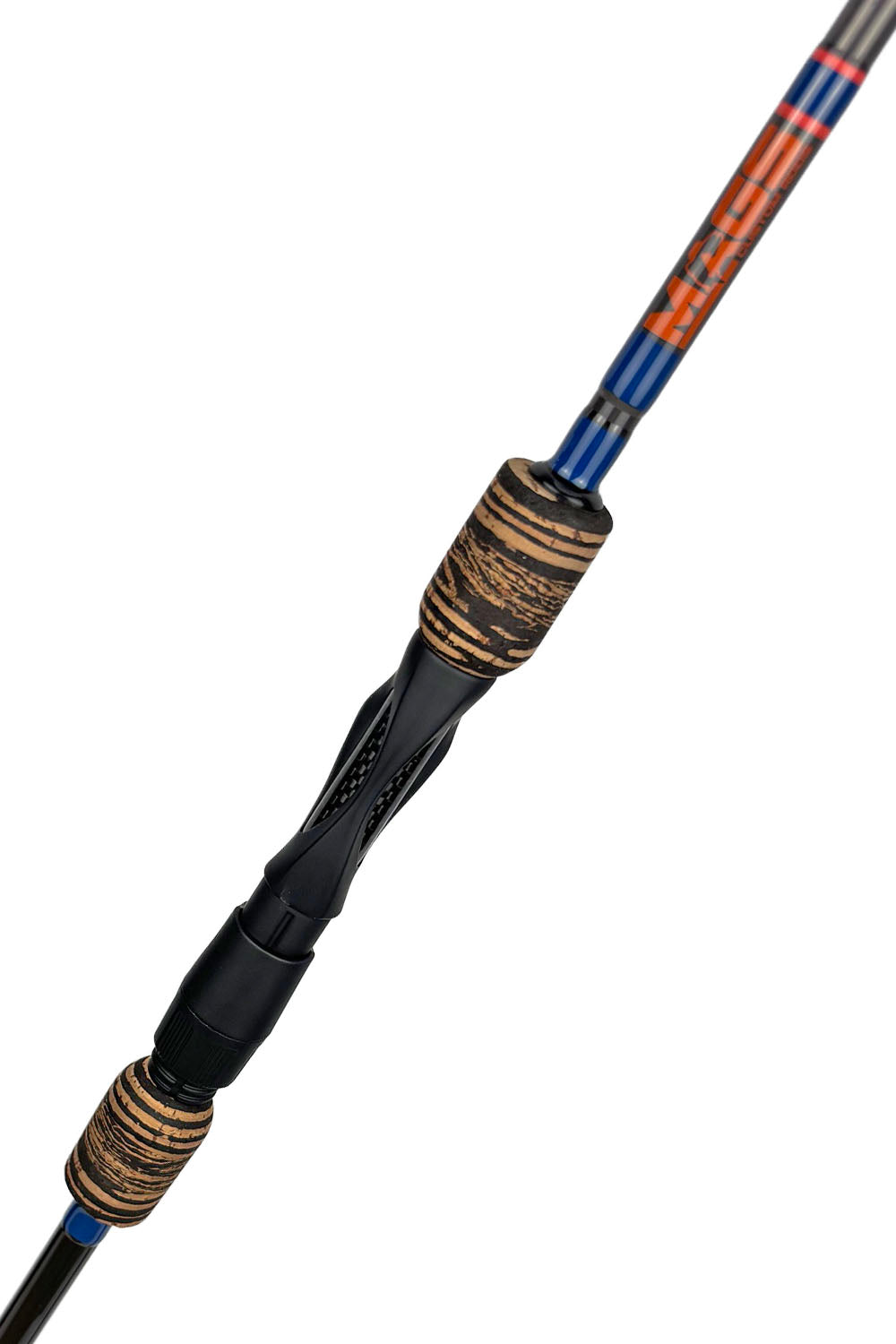 7'6 Medium Mod-Fast Spinning with Navy Blue Wraps and Orange Accents