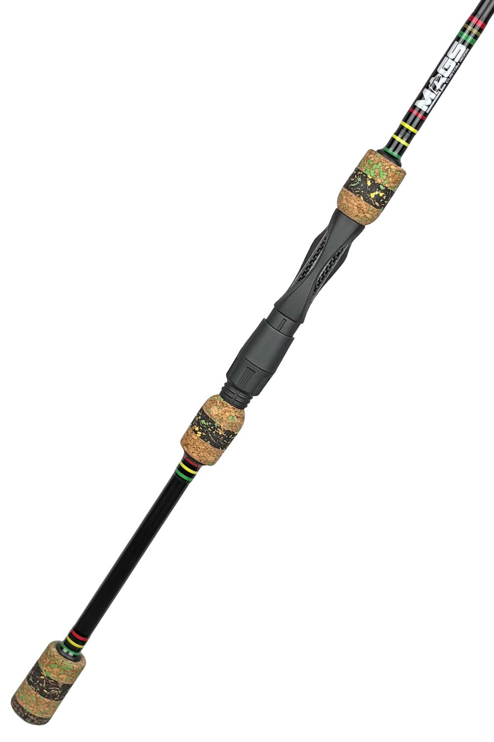 7'6 Medium Mod-Fast Spinning with Green and Red and Yellow Alternating Wraps