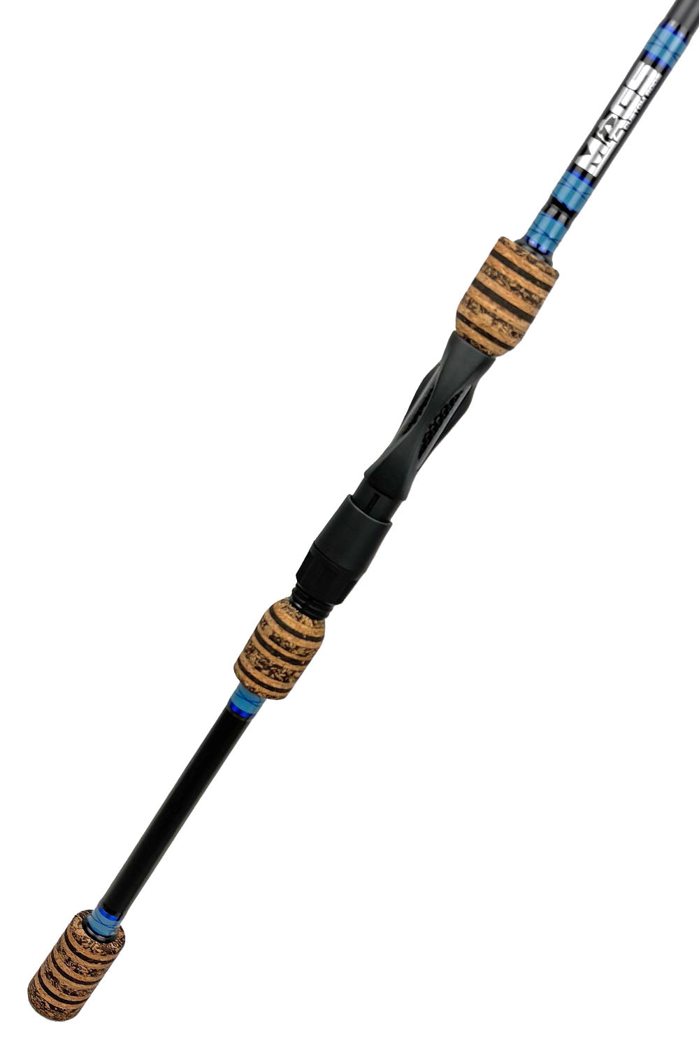 7'6 Medium X-Fast Spinning with Steel Blue Wraps and Metallic Blue Trim
