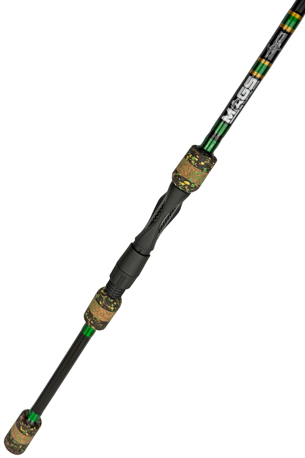 7'6 Medium X-Fast Spinning with Metallic Green Wraps and Gold Trim