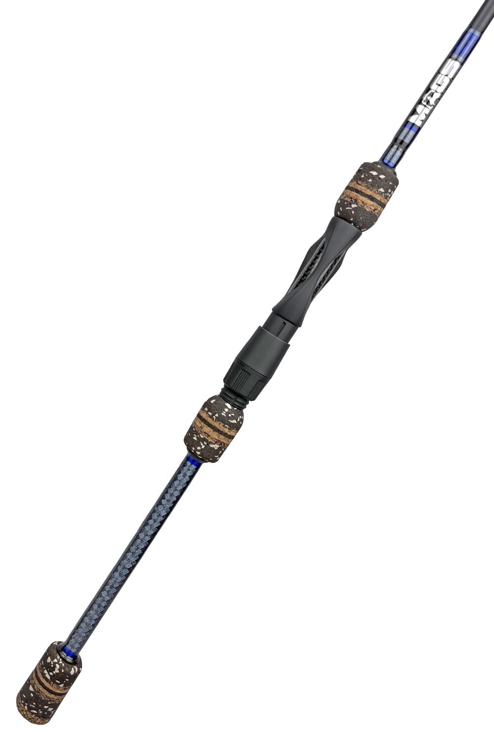 7'8 ML X-Fast Spinning with Metallic Steel Wraps and Metallic Blue Trim
