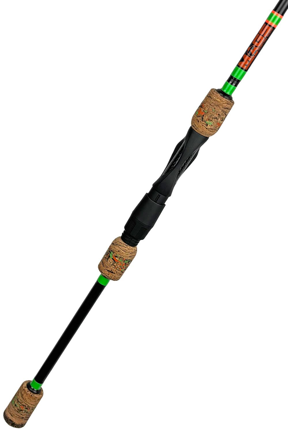 7'8 ML X-Fast Spinning with Neon Green Wraps and Neon Orange Trim