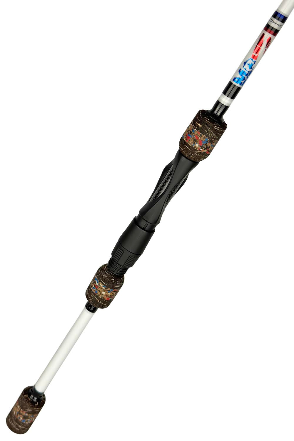 7' Medium Mod-Fast Spinning with Black Wraps and Metallic Red and Blue Trim
