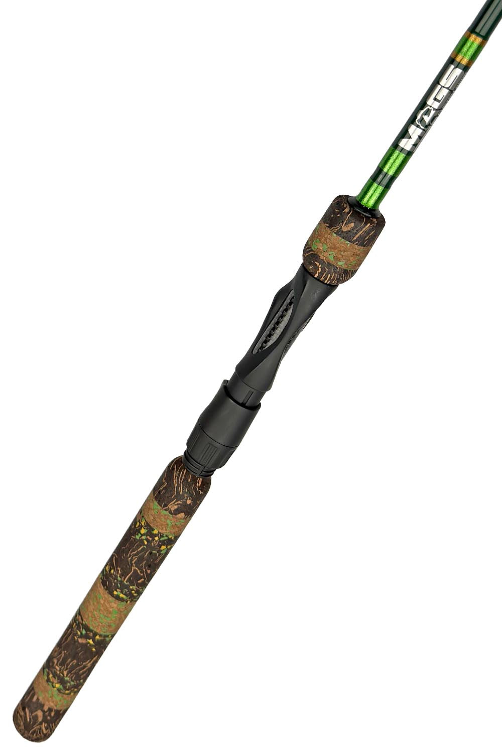 7' Medium Mod-Fast Dark Green Blank Spinning with Metallic Lime Green Wraps and Gold Trim