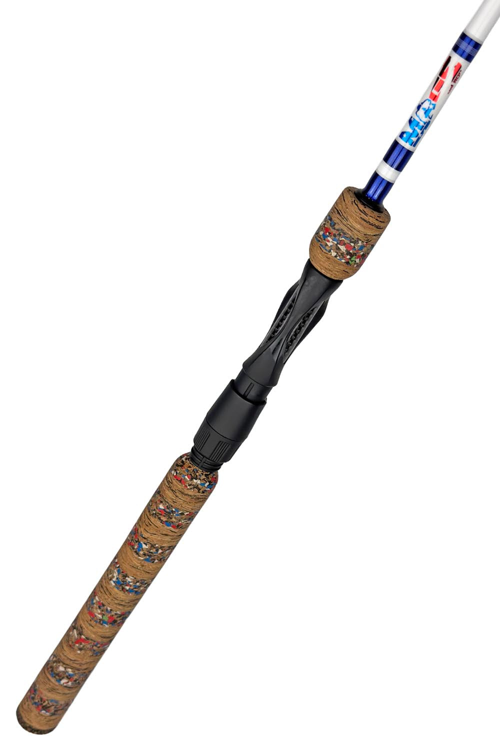 7' Medium Mod-Fast Spinning with Metallic Blue and Red and White Wraps