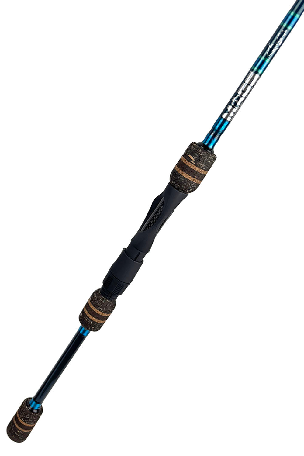 7' Medium Mod-Fast Ghost Blue Blank Spinning with Metallic Light Blue Wraps and Metallic Seafoam Trim