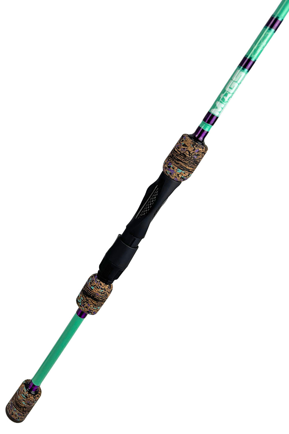 7' Medium Mod-Fast Seafoam Blank Spinning with Metallic Purple Wraps and Metallic Seafoam Trim