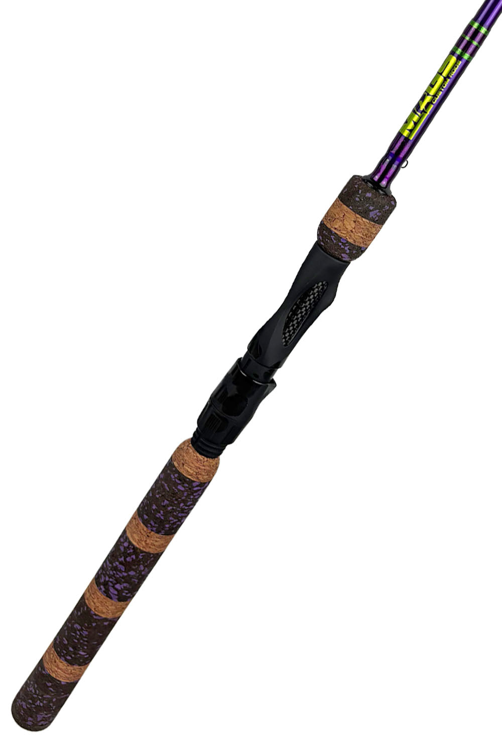 7' Medium Mod-Fast Purple Blank Spinning with Purple Wraps and Metallic Lime Green Trim