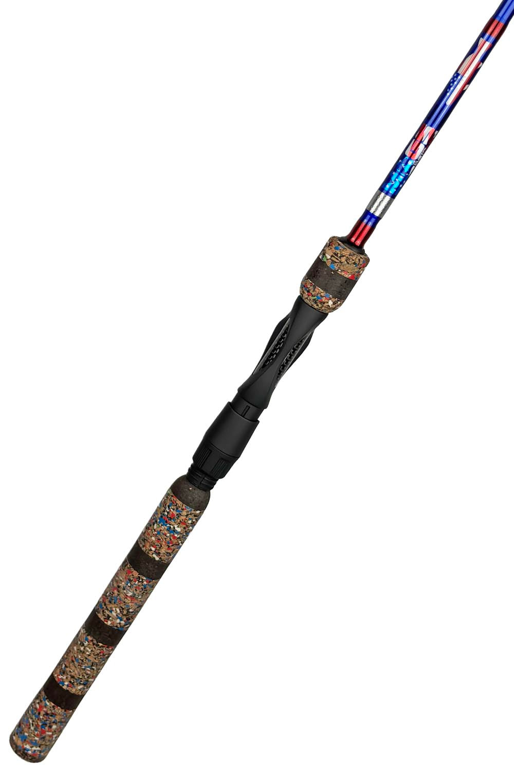 7' Medium Mod-Fast Spinning with Metallic Red and Blue and Silver Wraps