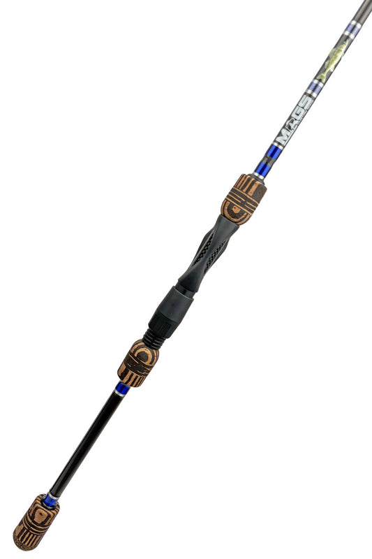 7'6 Medium Mod-Fast Spinning with Metallic Blue Wraps and Silver Trim