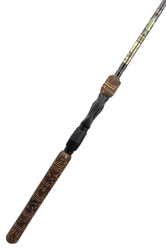 7'6 Medium Mod-Fast Spinning with Metallic Brown Wraps and Gold Trim