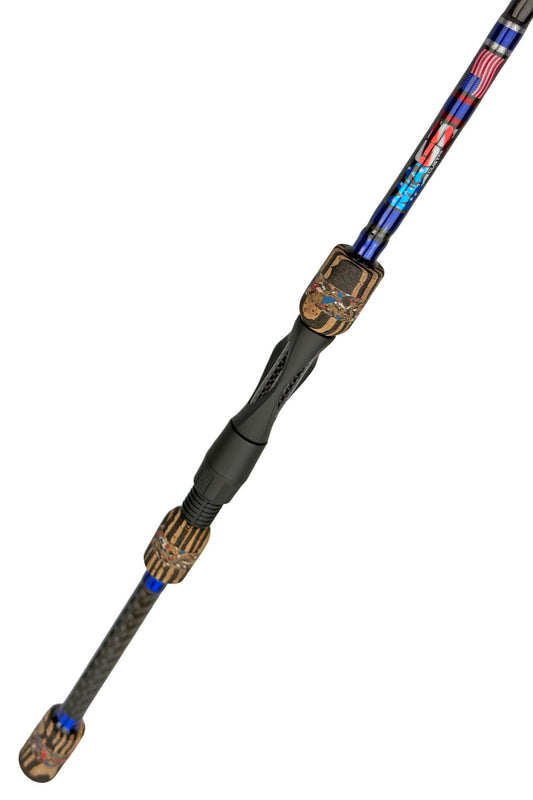 6'10 ML X-Fast Spinning with Metallic Red and Blue and Silver Wraps