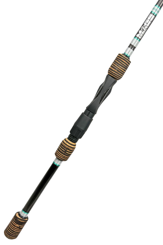 6'10 ML X-Fast Spinning with Silver Twist Wraps and Metallic Ice Blue Trim