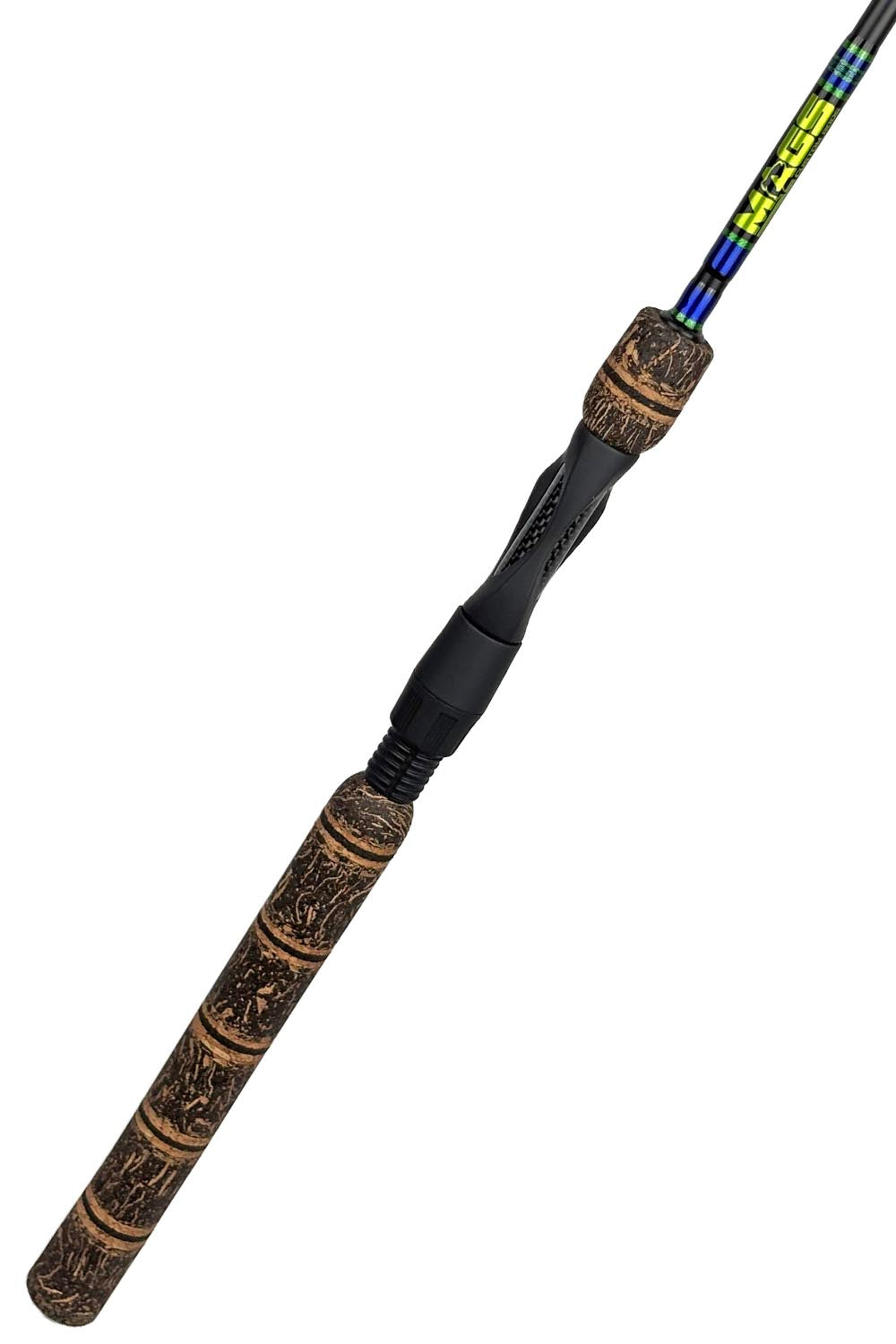 6'2 Medium Fast Spinning with Metallic Blue and Lime Green Wraps