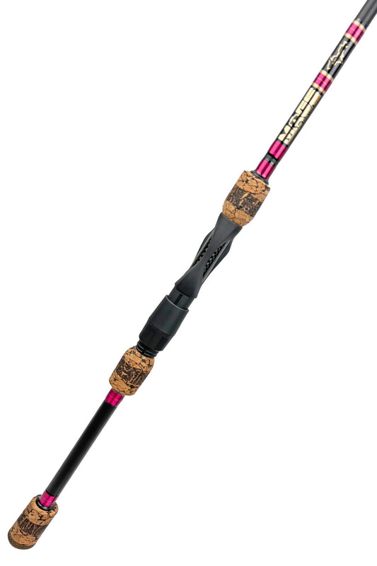 6'8 Medium Fast Spinning with Metallic Fuschia Wraps and Gold Trim