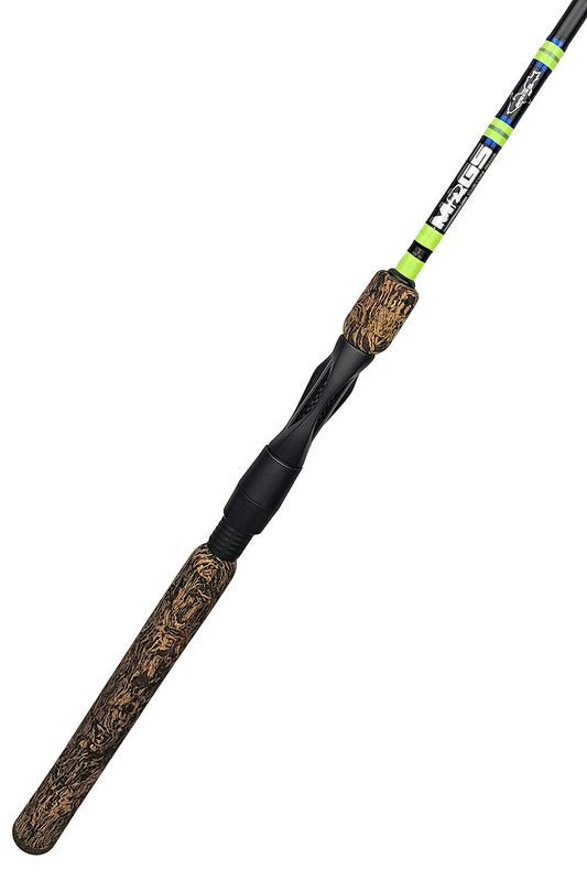 6'8 Medium-Light Fast Spinning with Chartreuse Wraps and Metallic Blue Inlay
