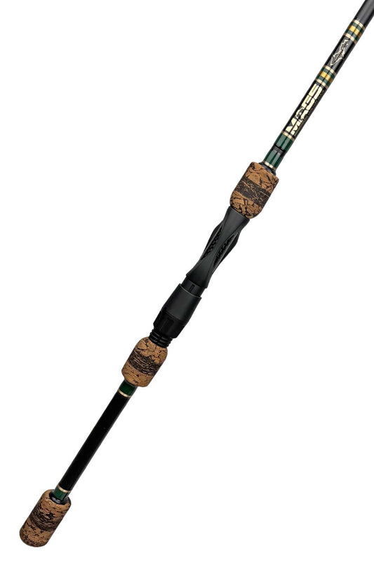 7'2 Medium Fast Spinning with Dark Green Wraps and Metallic Gold Trim