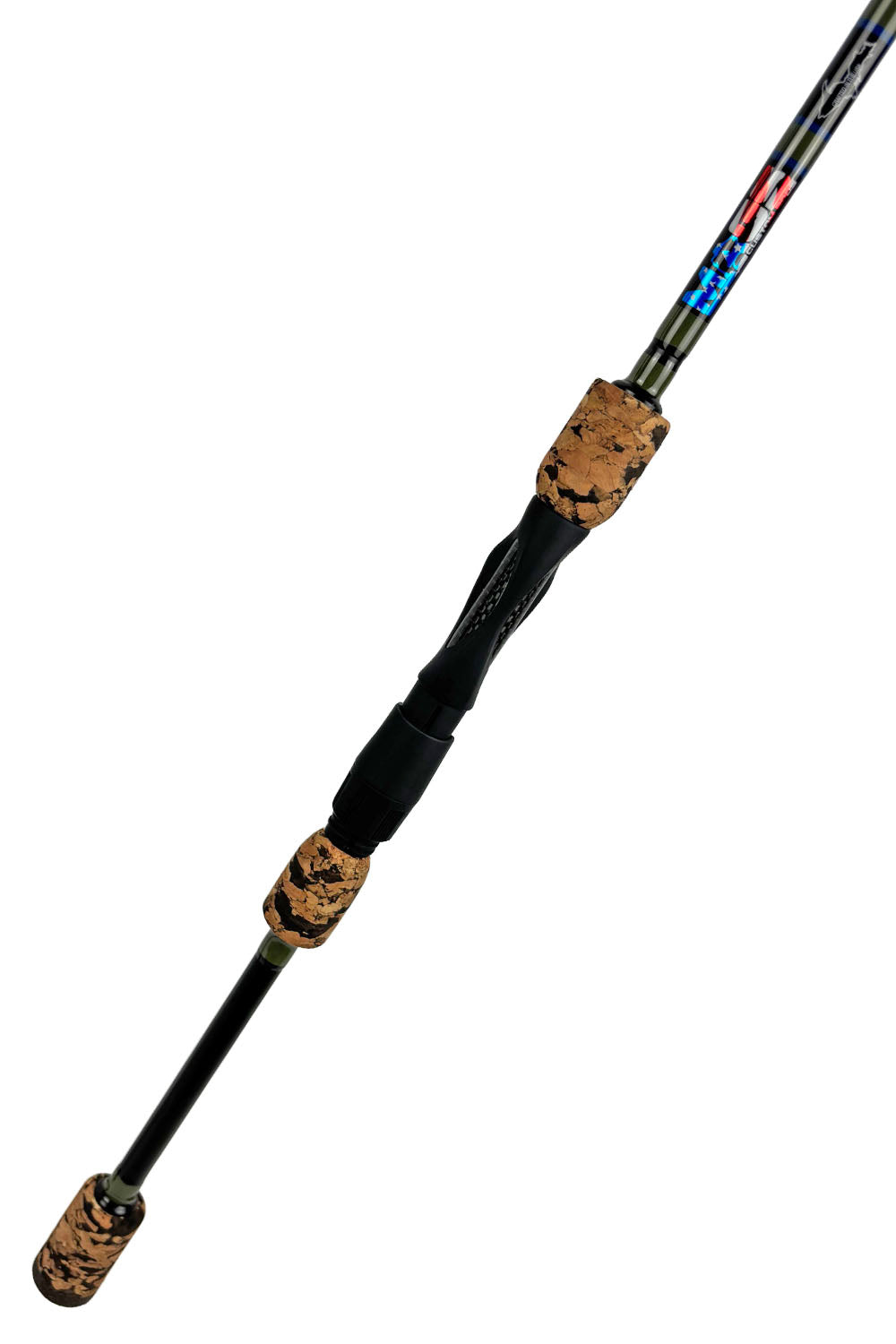 7'2 Medium-Light Fast Spinning with Army Green Wraps and Navy Blue Trim
