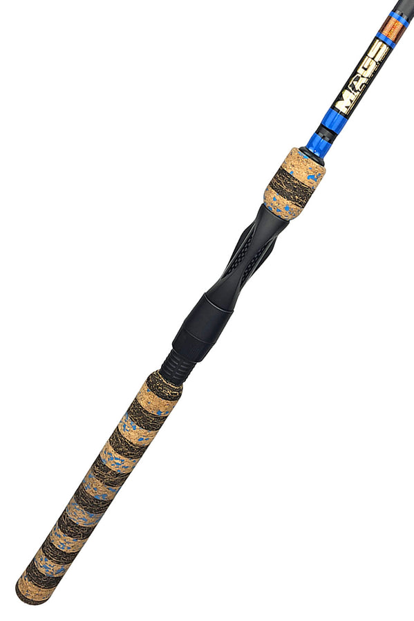 7'2 Medium Spinning with Blue Wraps and Multi Color Metallic Trim