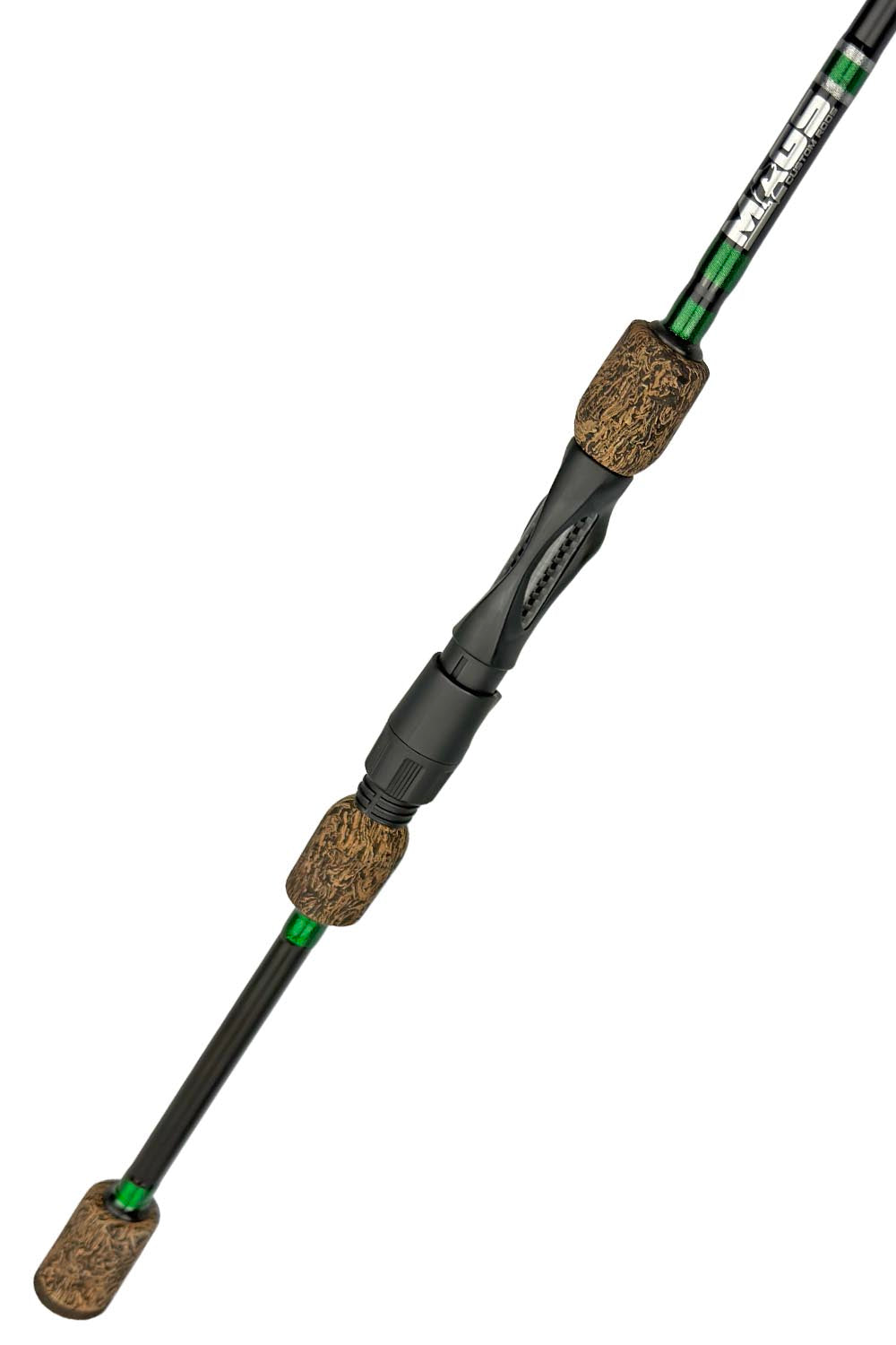7'2 ML Fast Spinning with Metallic Green Wraps and Silver Trim