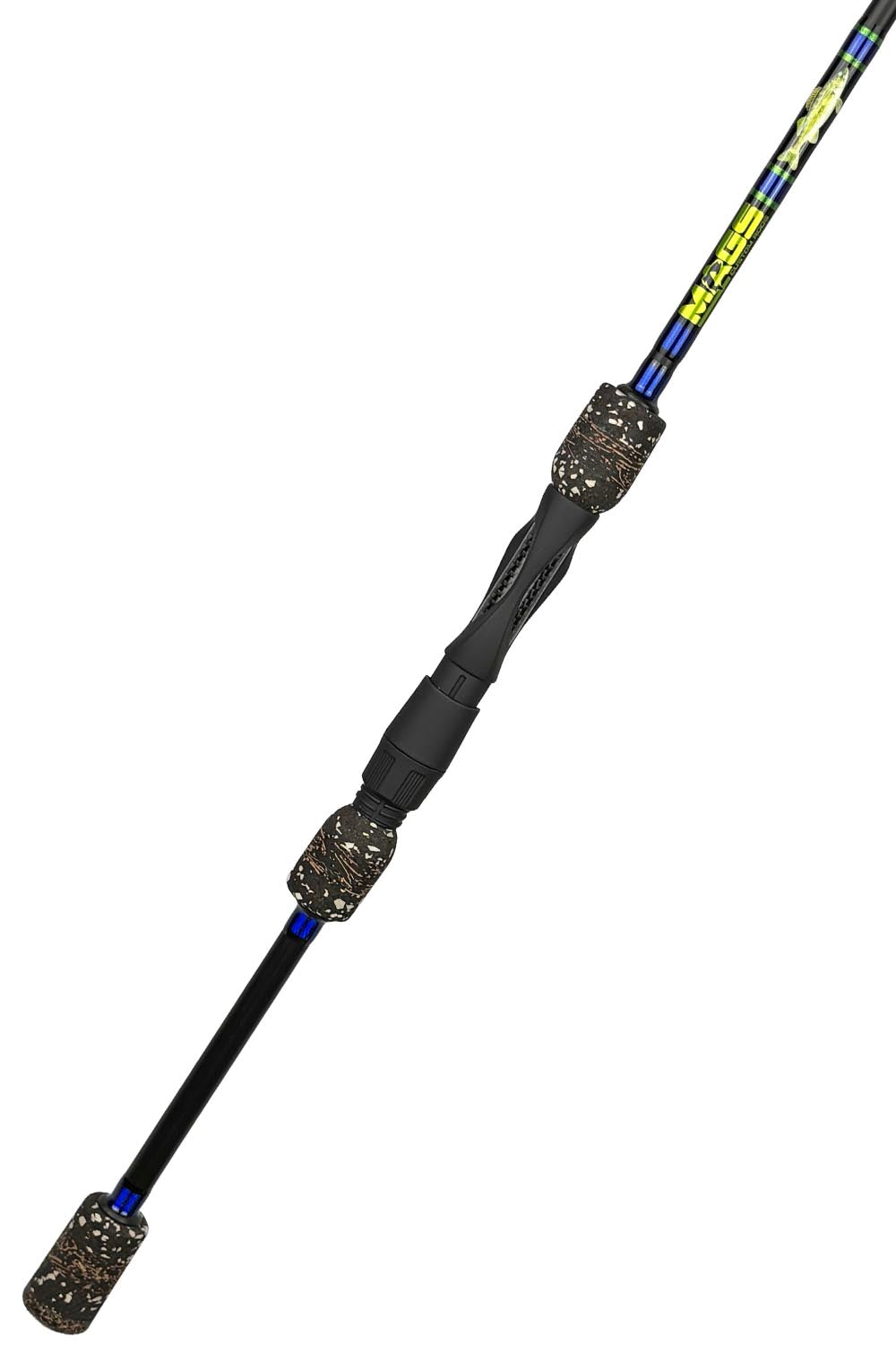 7'2 ML Fast Spinning with Metallic Blue Wraps and Lime Green Trim