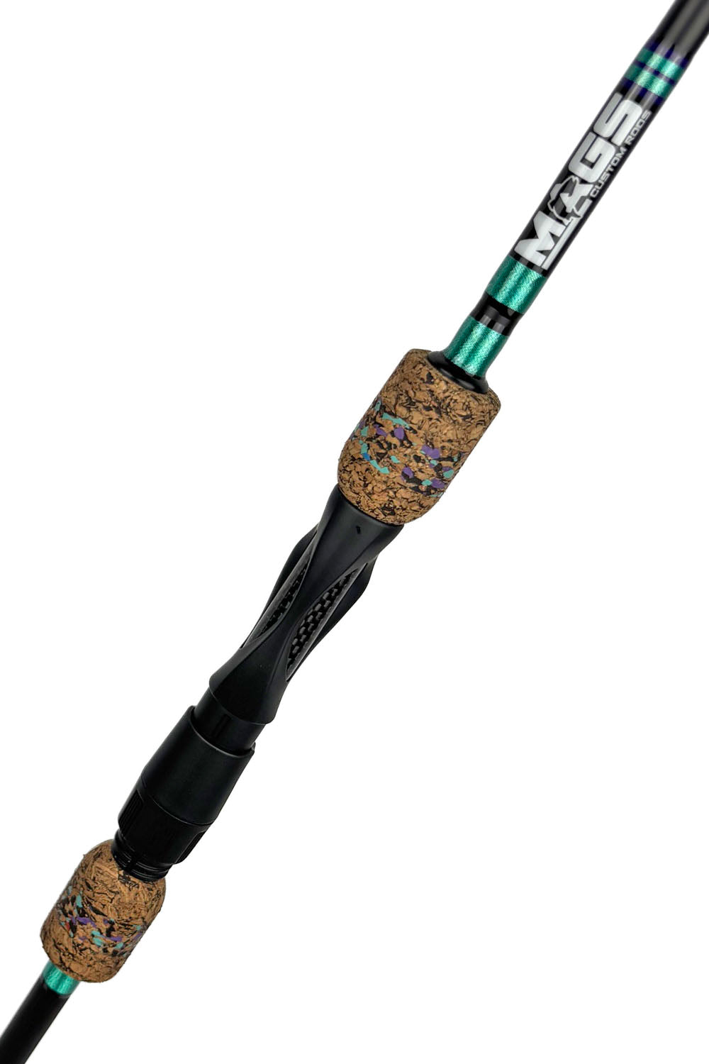 7'6 Med-Light Fast Spnning with Metallic Seafoam Wraps and Purple Accents