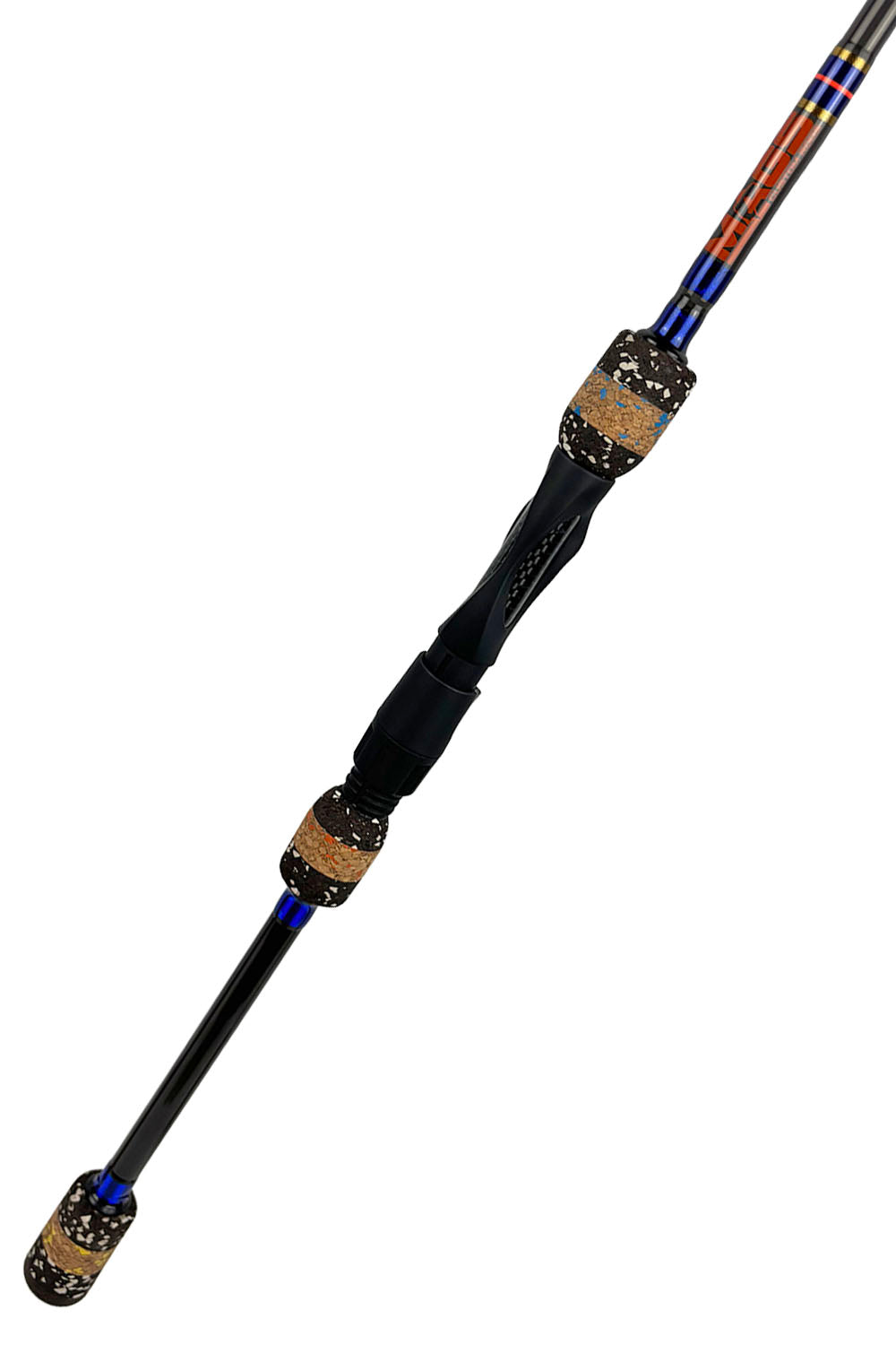 7'6 Medium Mod-Fast Spinning with Metallic Blue Wraps and Metallic Gold Trim