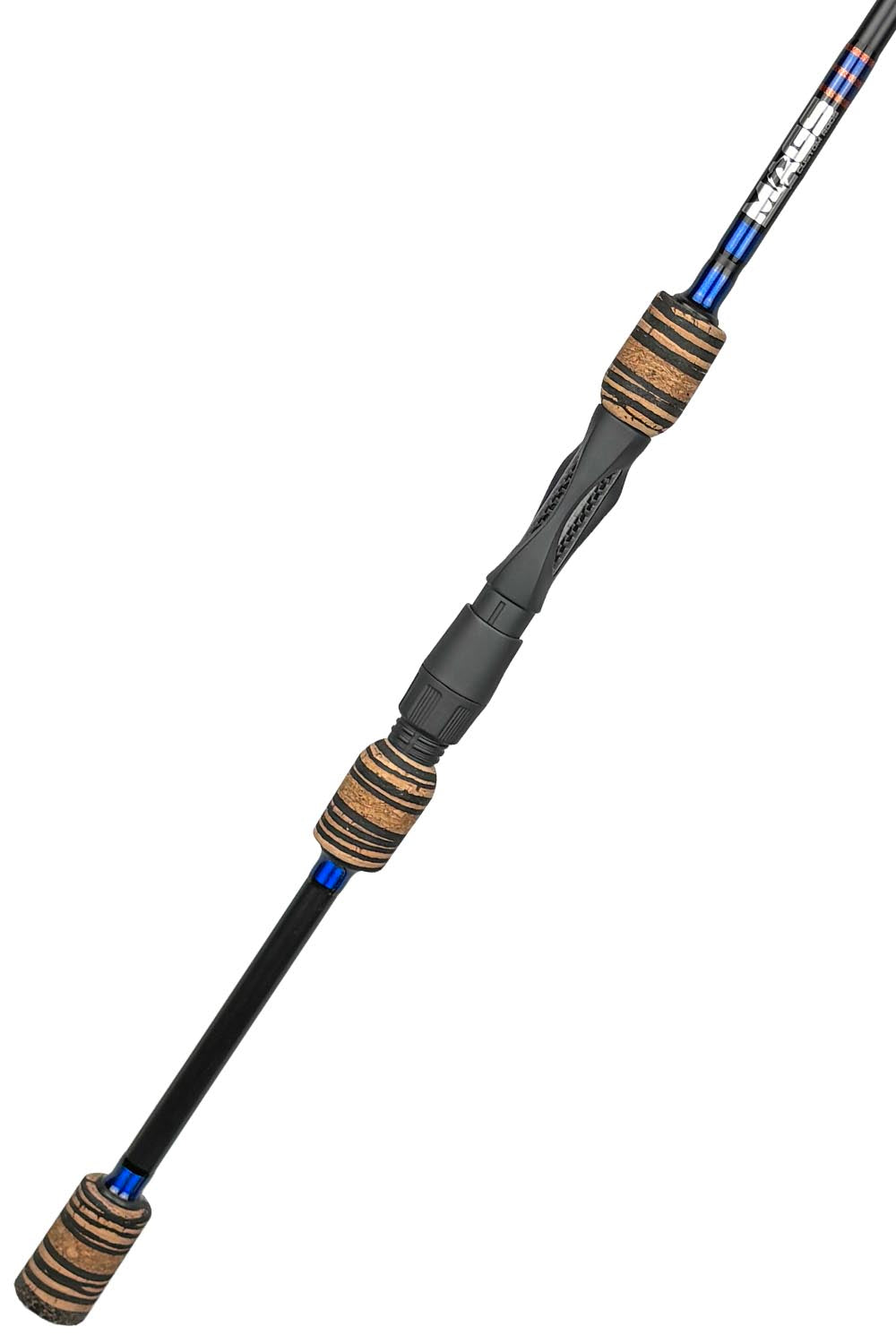 7'6 Medium Mod-Fast Spinning with Metallic Blue Wraps and Orange Trim