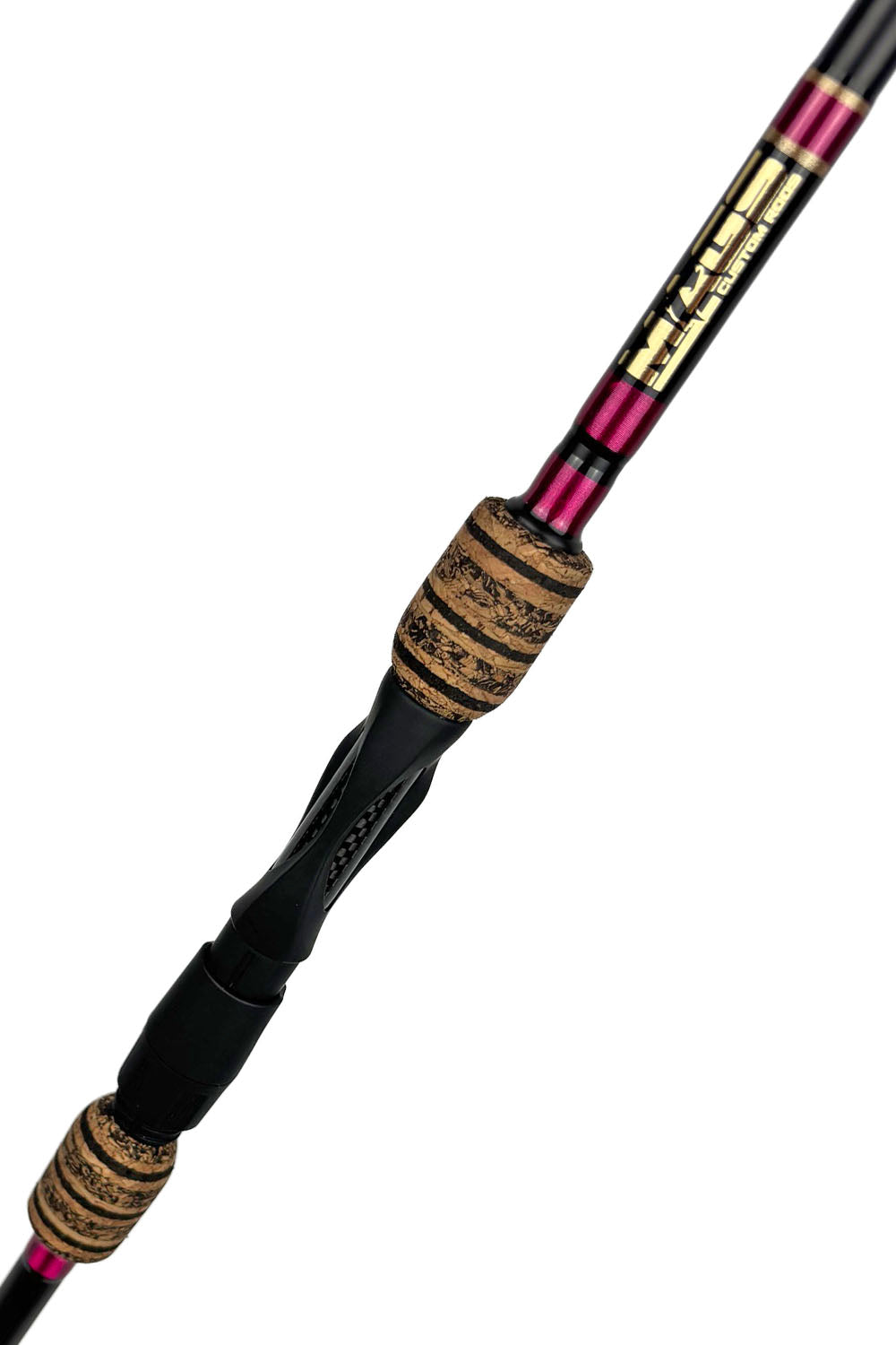 7'6 Medium X-Fast Spinning with Metallic Fuscia Wraps and Pale Gold Accents