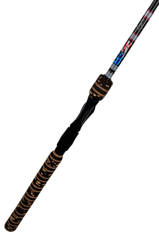 7'6 Medium-Light Fast Spinning with Gray Wraps and Red Trim