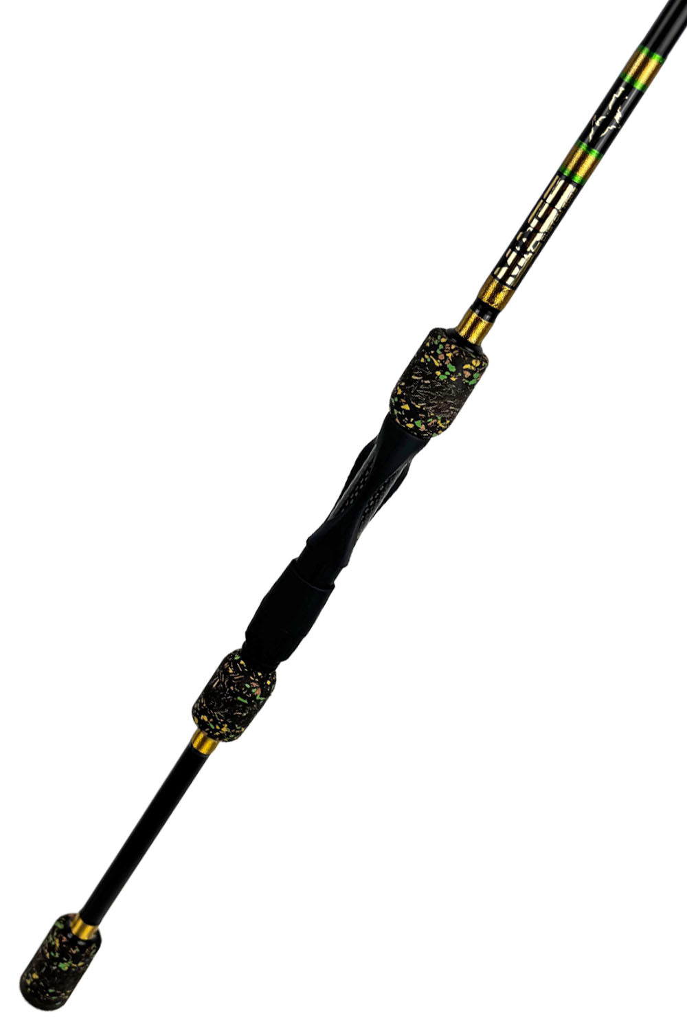 7'6 Medium-Light Fast Spinning with Metallic Gold Wraps and Metallic Lime Green Trim