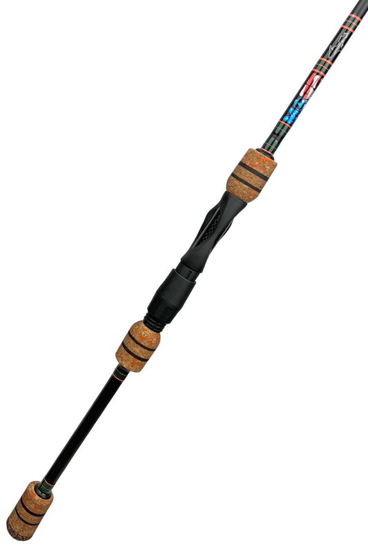 7'6 ML Fast Spinning with Dark Green Wraps and Neon Orange Accents