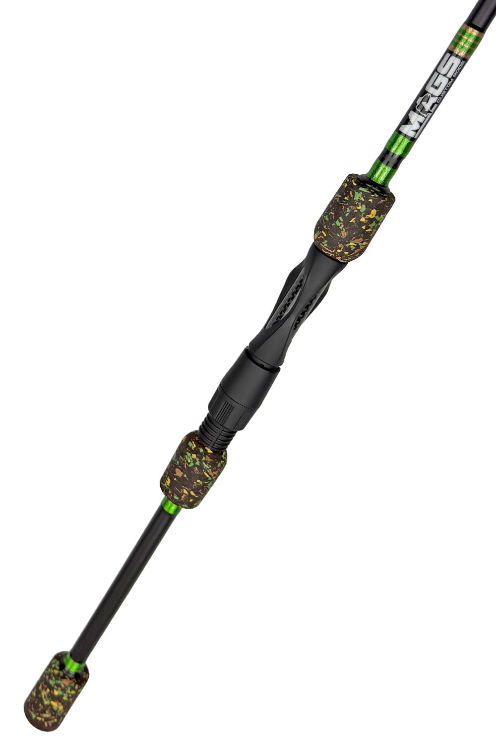 7'6 ML Fast Spinning with Metallic Lime Green Wraps and Gold Trim