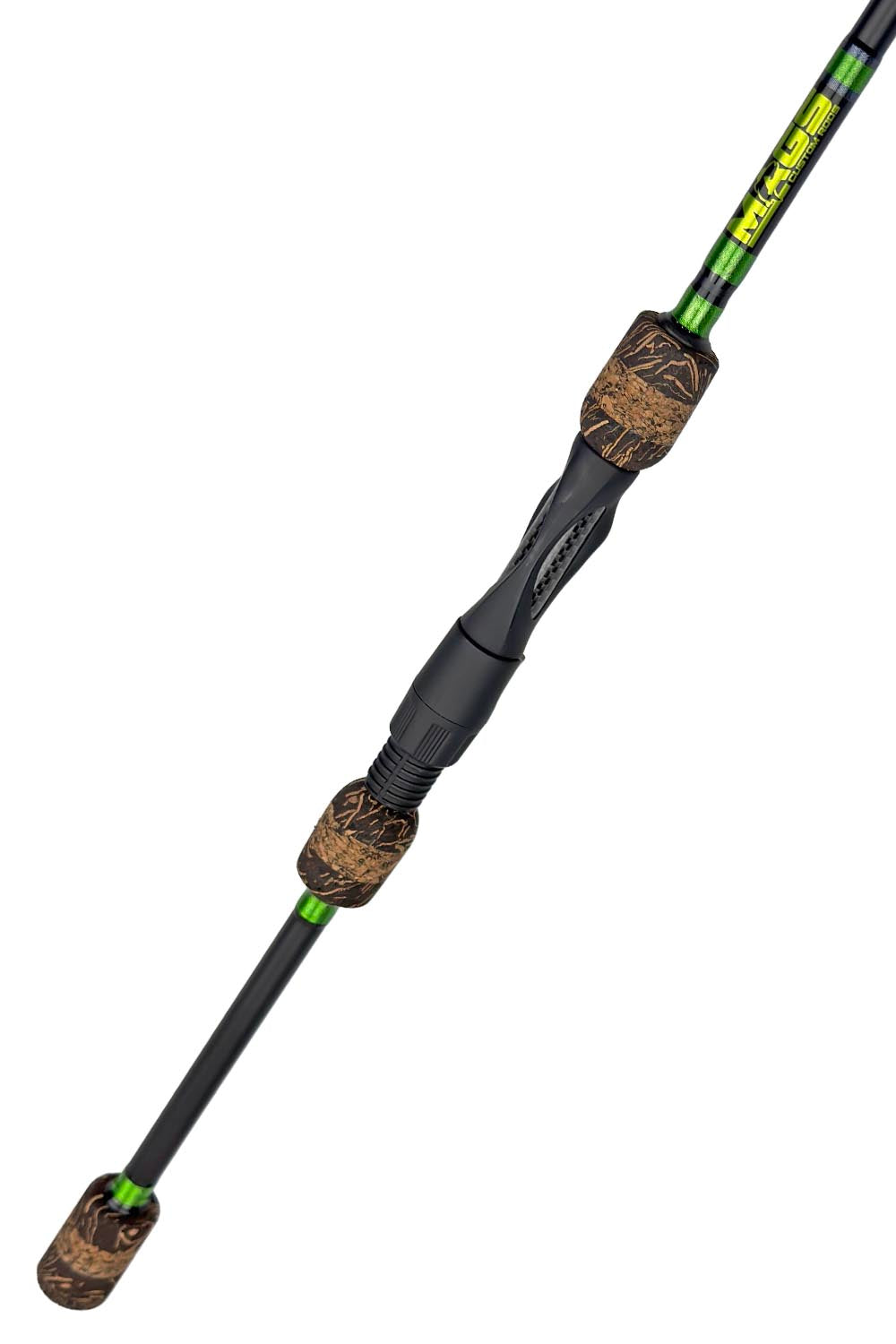 7'6 ML Fast Spinning with Lime Green Wraps and Metallic Charcoal Trim