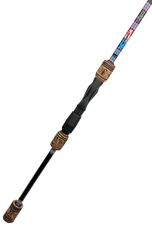 7'8 ML X-Fast Spinning with Steel Blue Wraps and Hot Pink Trim