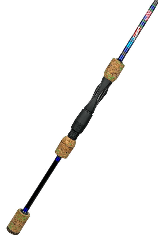 7' Light Mod-Fast Panfish with Metallic Ice Blue Wraps and Green Trim