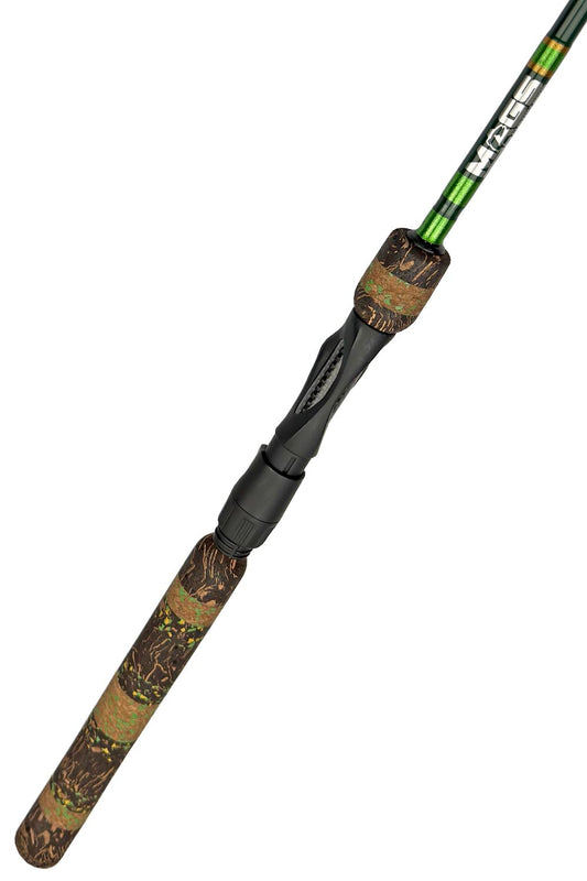 7' Medium Mod-Fast Dark Green Blank Spinning with Metallic Lime Green Wraps and Gold Trim