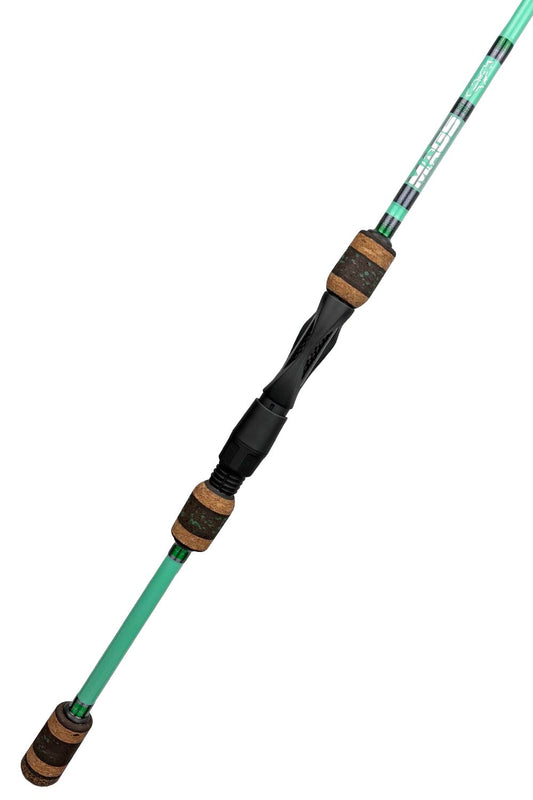 7' Medium Mod-Fast Spinning with Metallic Green Wraps and Metallic Steel Trim