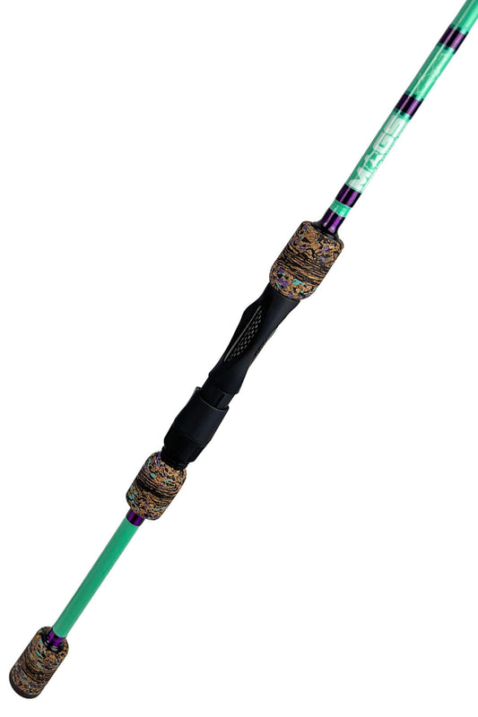 7' Medium Mod-Fast Seafoam Blank Spinning with Metallic Purple Wraps and Metallic Seafoam Trim