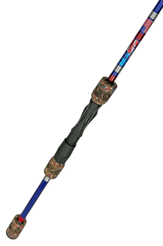 7' Medium Mod-Fast Spinning with Metallic Red and Blue and Silver Wraps