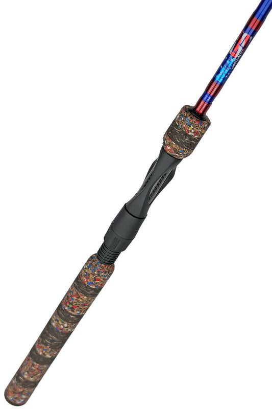7' Medium Mod-Fast Spinning with Metallic Red Wraps and Metallic Blue Trim