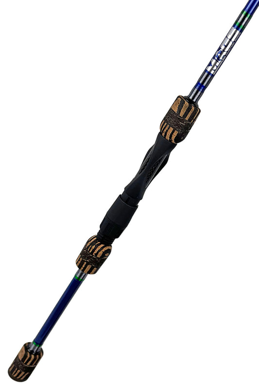 7' Medium Mod-Fast Cobalt Blue Blank with Metallic Steel Wraps and Metallic Green Trim